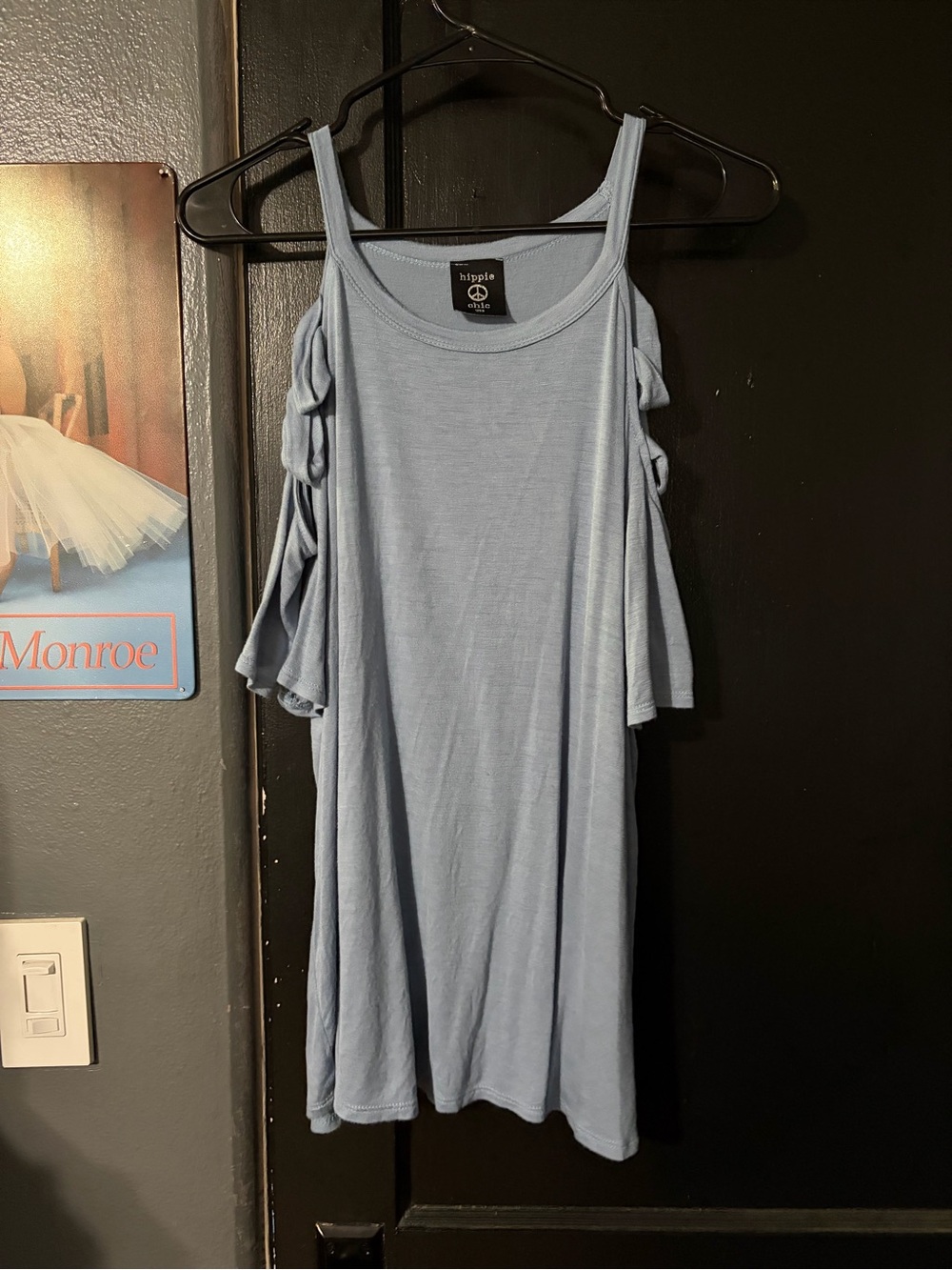 Hippie Chic Light Blue Cold-Shoulder Top